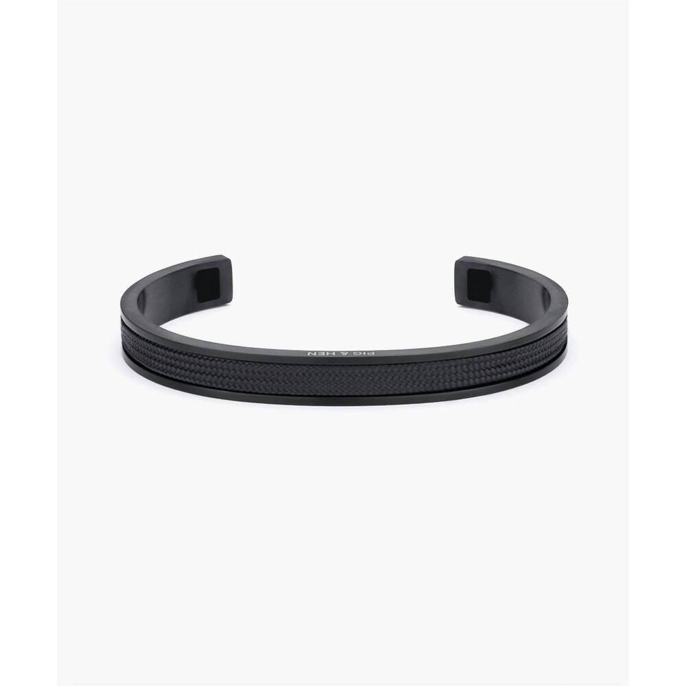 NEW PIG & HEN men's navarch 9mm cuff bracelet in black/black